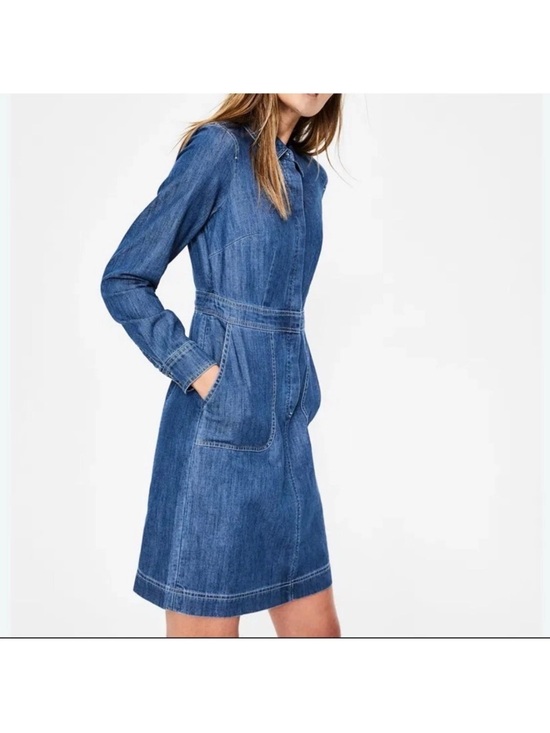 Boden Dresses & Skirts - Boden Hadie Denim Chamber Shirt Dress Long Sleeve Pockets Size 12